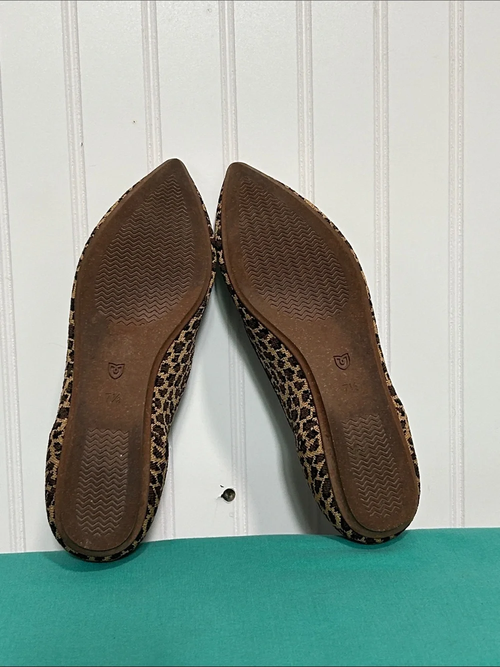 Rothy's Leopard Print Pointed Toe Flats with Red Insole Sz: 7.5